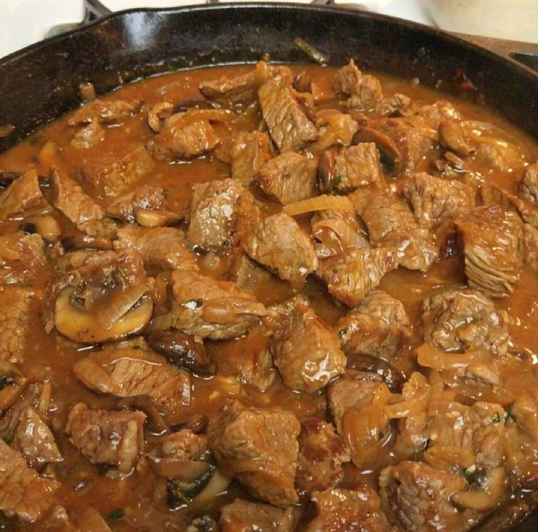 MELT IN YOUR MOUTH BEEF TIPS WITH MUSHROOM GRAVY