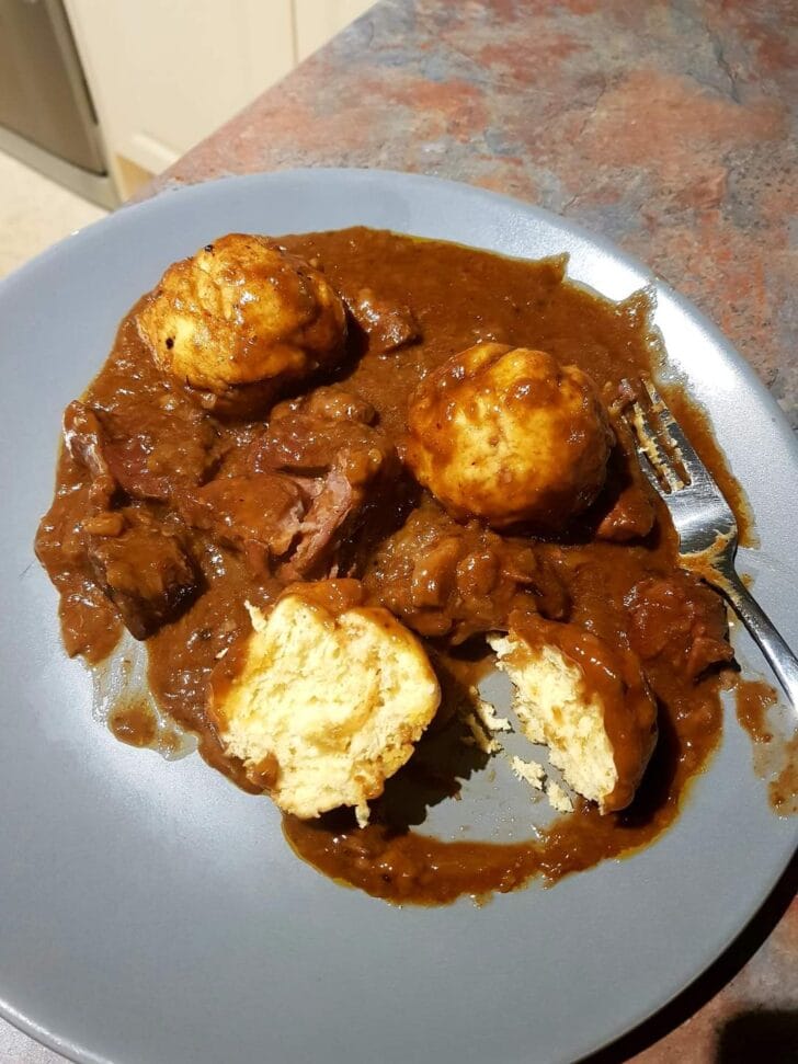 Braised Steak & Onion with Dumplings