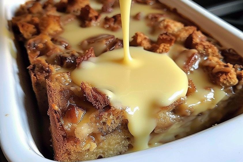 Grandma’s Old-Fashioned Bread Pudding with Vanilla Sauce