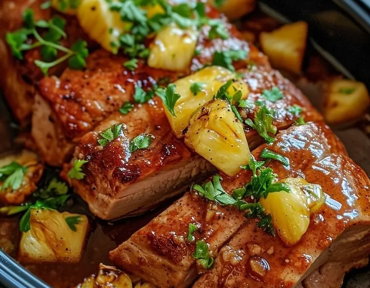 Chicken thighs cooked in the oven with a sweet garlic and honey glaze.