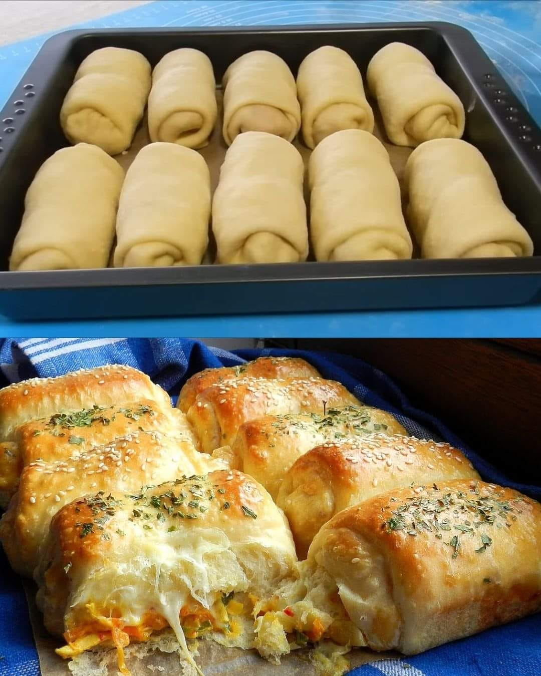 Stuffed Bread Rolls with Chicken Filling Recipe