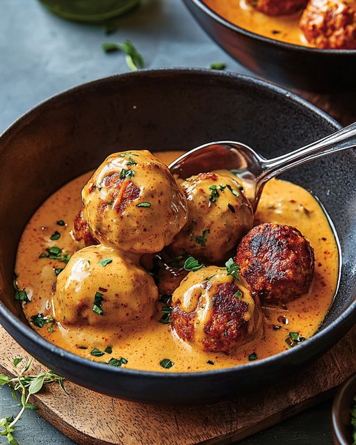 Chicken Chorizo ​​Meatballs, Creamy Paprika Sauce