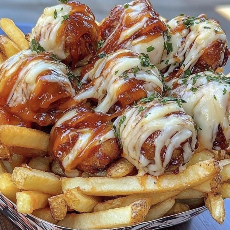 ‼️BBQ CHEESE DRIZZLED WINGS WITH FRIES‼️