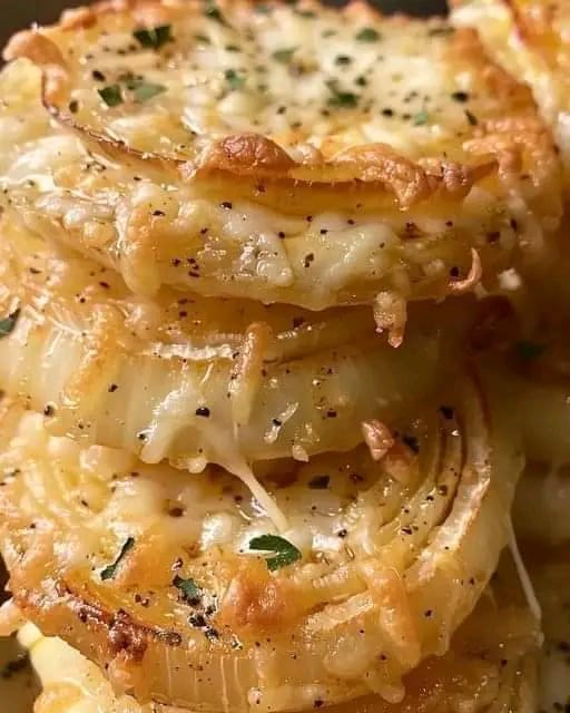 Cheesy Baked Onion Stacks