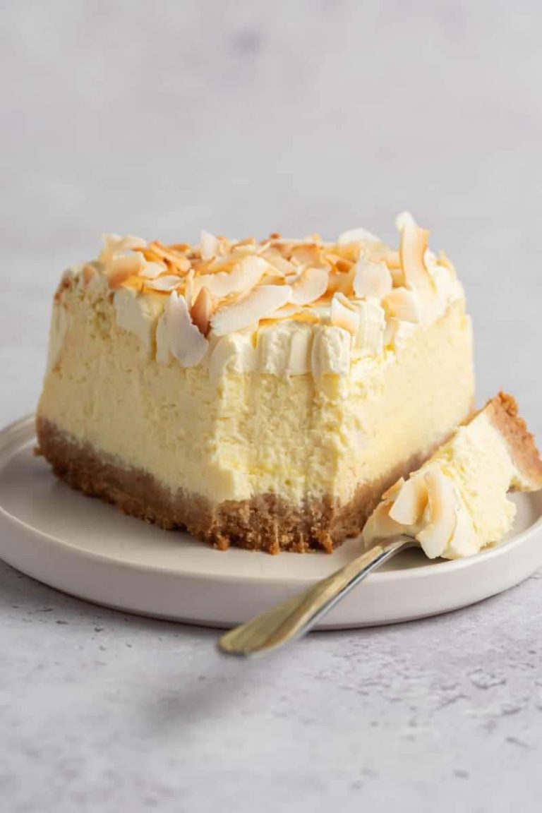 Best Coconut Cheesecake  This coconut cheesecake is so rich and creamy, you won’t believe how easy it is to make! It needs little prep and is sure to impress.  CourseDessert  CuisineAmerican  Prep Time2minutes minutes  Cook Time20minutes minutes  Total Time22minutes minutes  Servings12 servings  Calories296kcal  Ingredients  Crust  1 1/2 cups graham cracker crumbs crushed, to make 1 1/2 cups  1/2 cup sugar  6 tablespoon butter melted  Filling