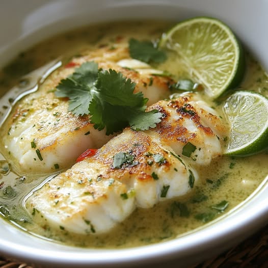 Coconut Lime Fish Soup with Cilantro