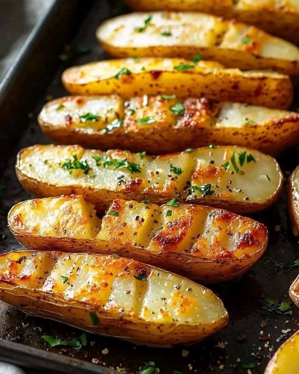 Cheesy Roasted Potato Halves