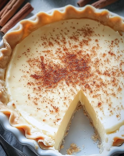 Christmas Eve Cinnamon-Vanilla Creamy Custard Pie