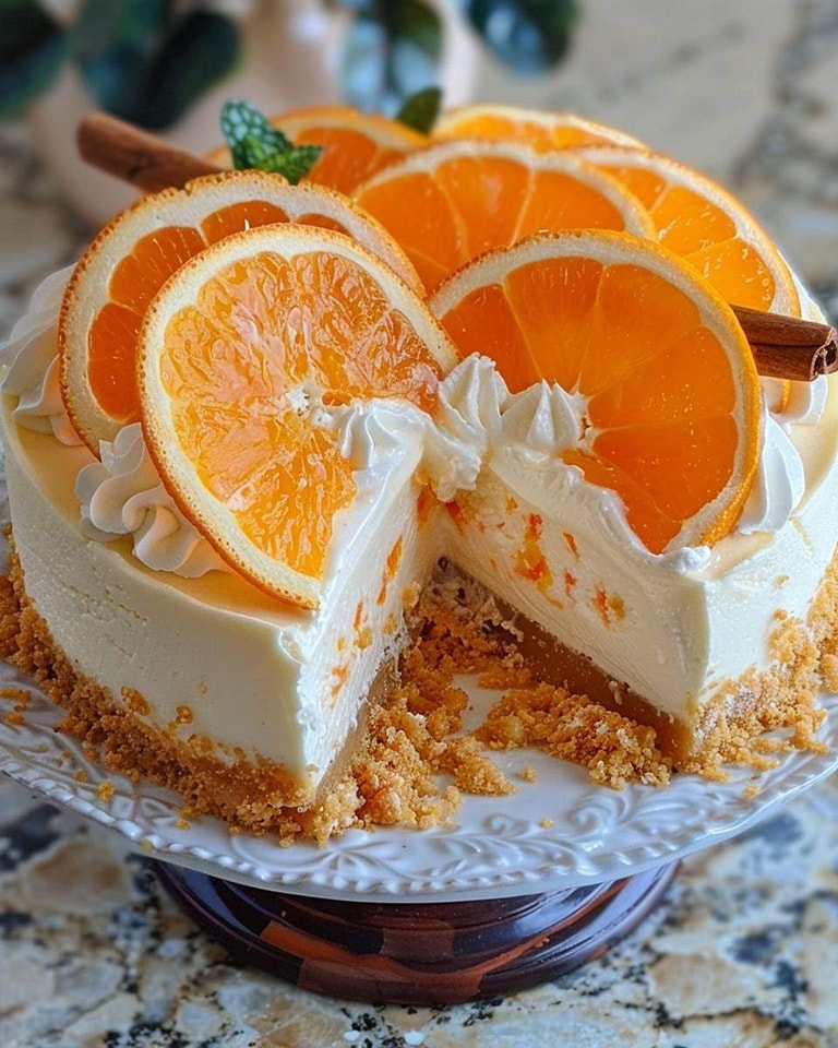 Get ready for a dessert that’s like a summer day in every bite! ☀️🍊 This No-Bake Orange Creamsicle Cheesecake is a light, creamy delight that you can whip up in no time.